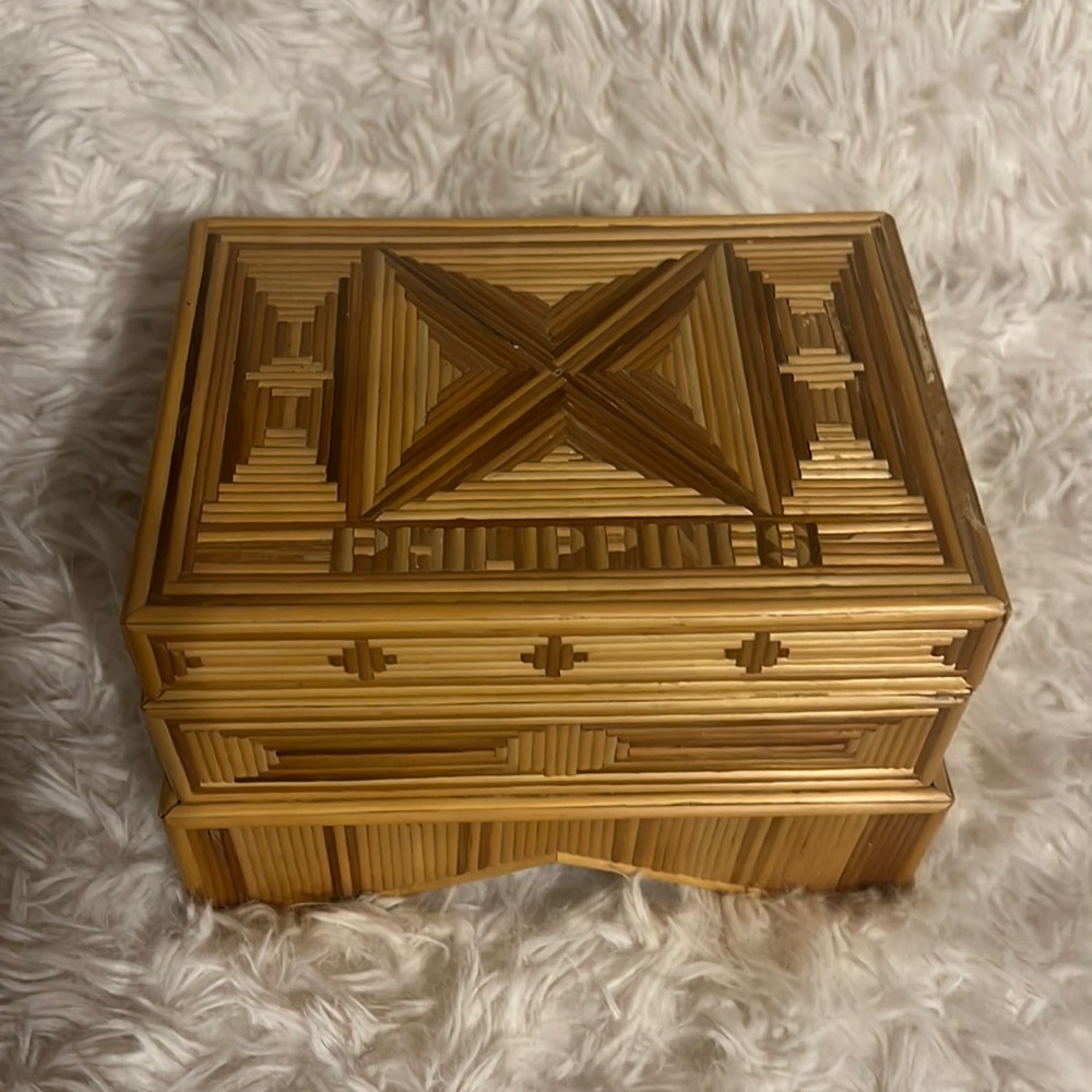 Vintage bamboo box made in the Philippines